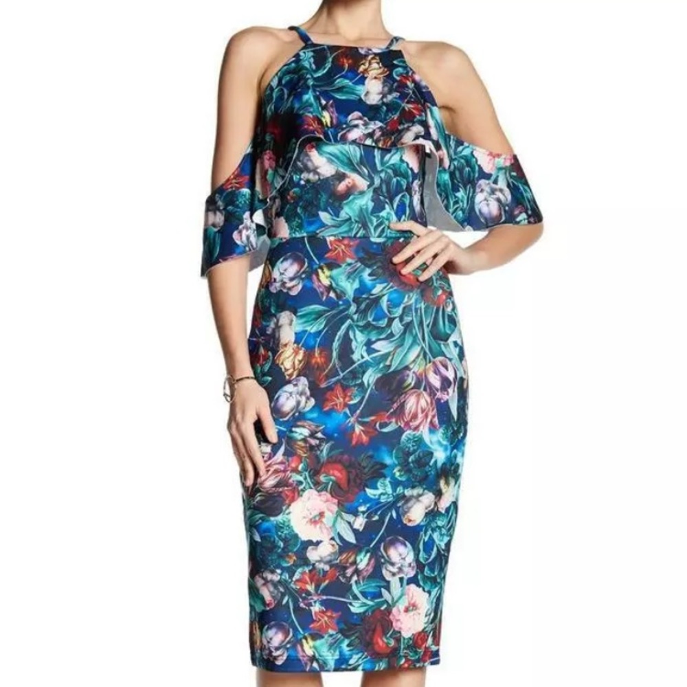 NWT Alexia Admor Floral Cold Shoulder Scuba Dress